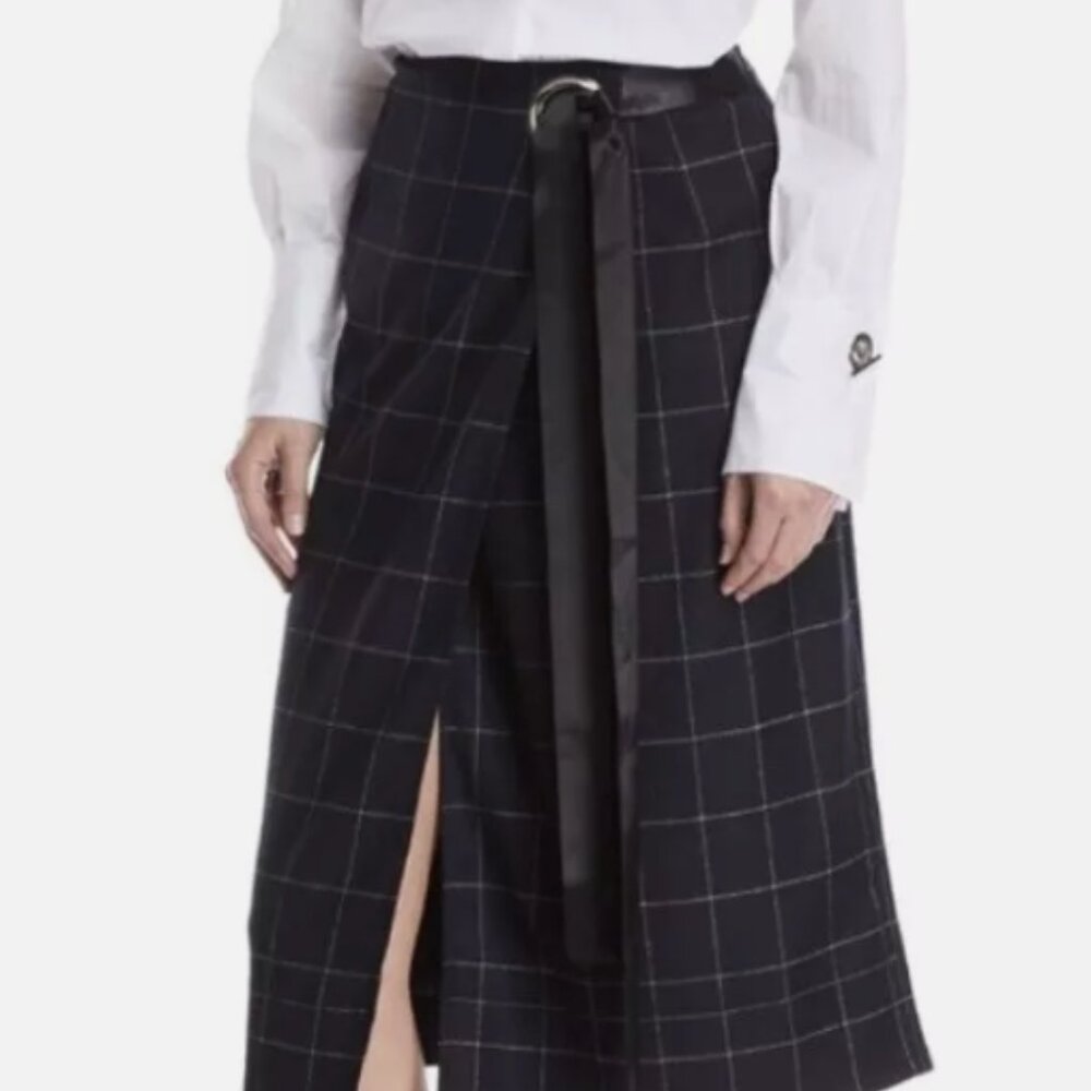 Elizabeth & James Omar Midi Skirt. Size 8. NWT. Navy Plaid